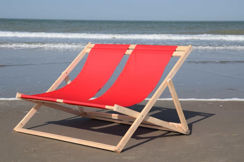 Rode duo strandstoel voor 2 personen